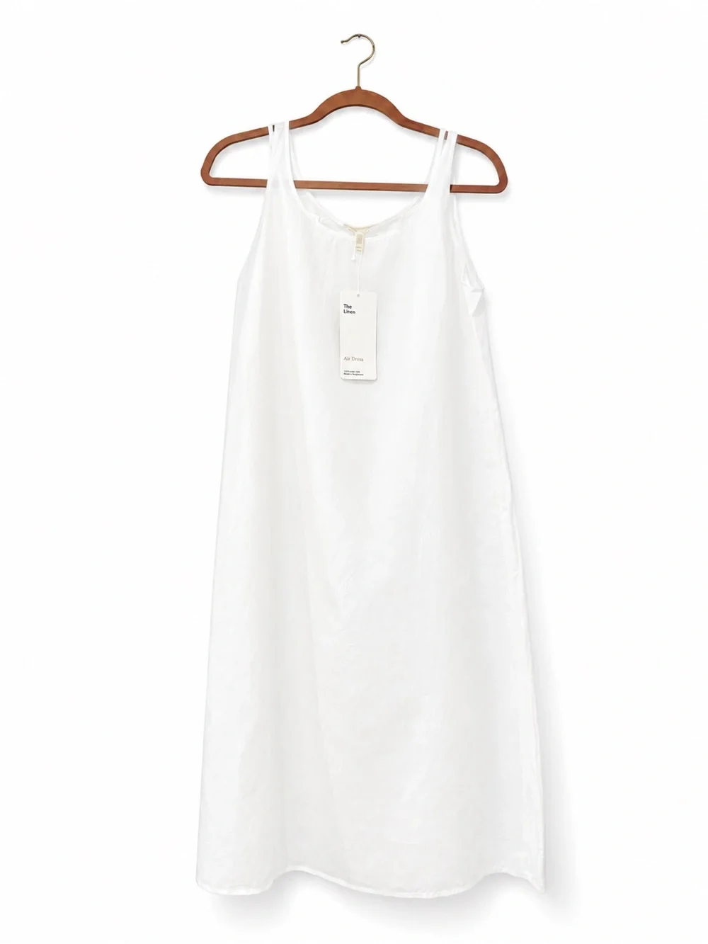 Eileen Fisher White Sleeveless Linen Slip Dress